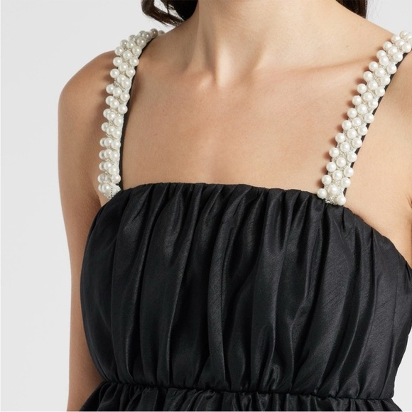 Hutch Faux Pearl Strap Cocktail Babydoll Minidress - Picture 3 of 7